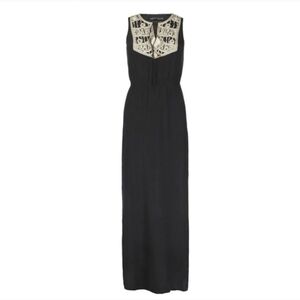Allsaints Arcadian Black Maxi Dress Beaded Embellished Silk